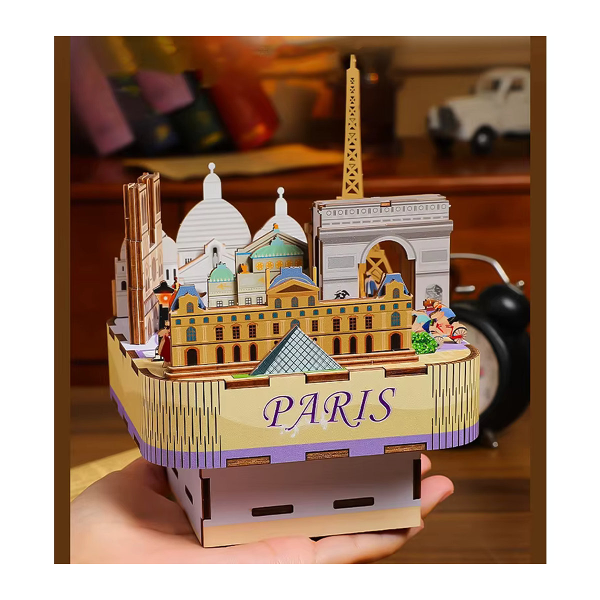 Tinamic DIY Spieluhr Holz Modellbausatz Paris Street View 3D-Puzzle in Mehrfarbig - Bild 3