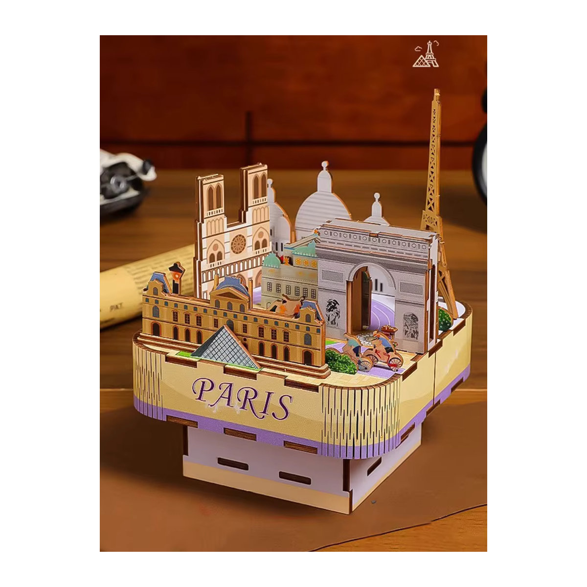 Tinamic DIY Spieluhr Holz Modellbausatz Paris Street View 3D-Puzzle in Mehrfarbig - Bild 7