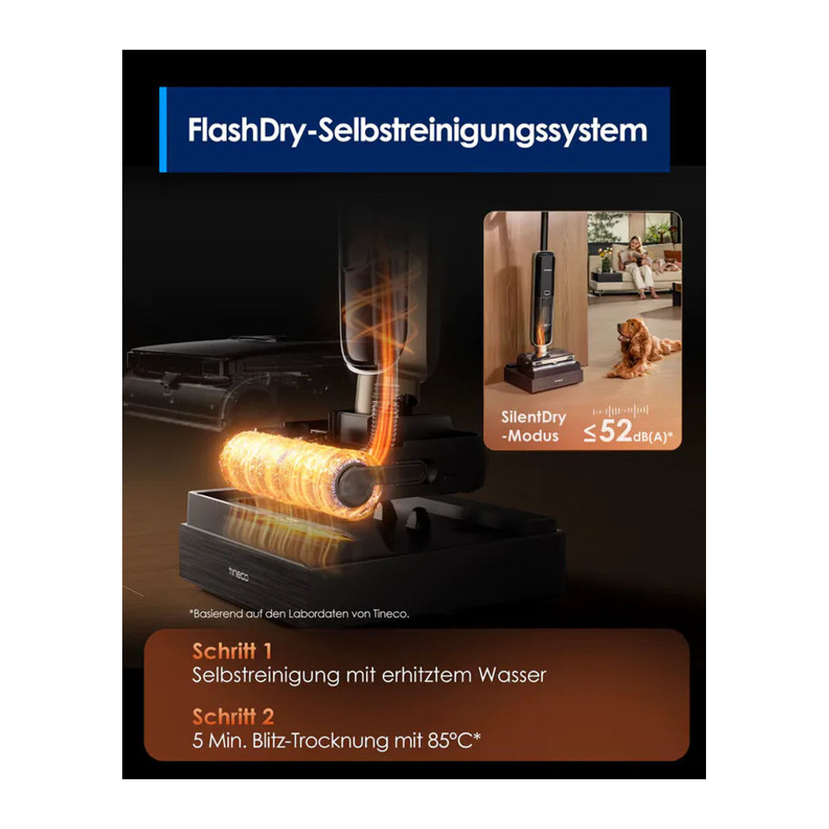 Tineco Floor ONE S9 Master Nass Trockensauger in Schwarz mit ThermoBlast-Tech, Heißwasser-Wischen und Flashdry-Selbstreinigung - Bild 8