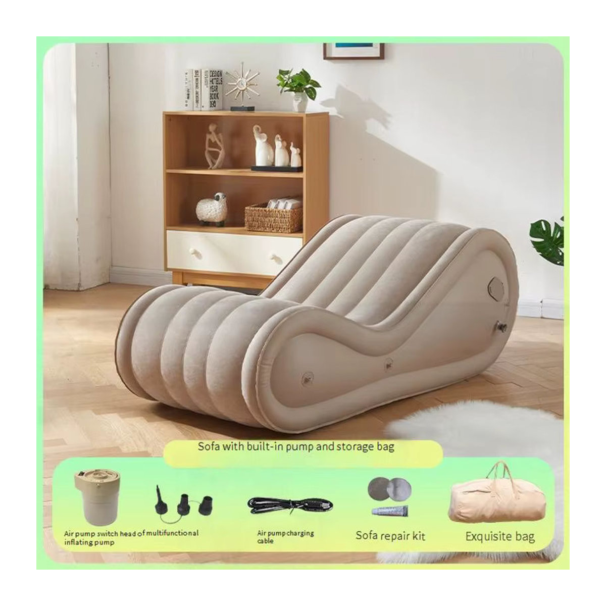 TINGFANG Faltbarer aufblasbarer Sofastuhl aus PVC-Plüsch als multifunktionaler Lazy Lounge Sessel für Outdoor, Camping und Zuhause - Bild 2