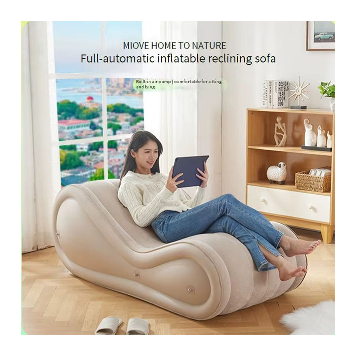 TINGFANG Faltbarer aufblasbarer Sofastuhl aus PVC-Plüsch als multifunktionaler Lazy Lounge Sessel für Outdoor, Camping und Zuhause - Bild 3