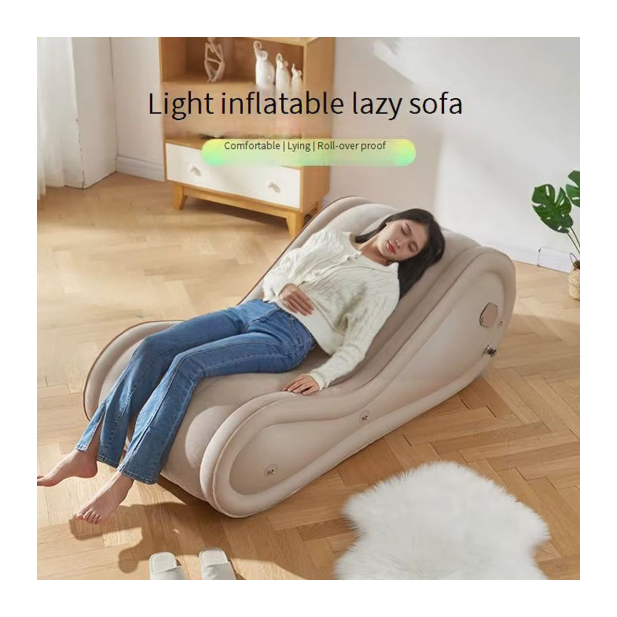 TINGFANG Faltbarer aufblasbarer Sofastuhl aus PVC-Plüsch als multifunktionaler Lazy Lounge Sessel für Outdoor, Camping und Zuhause - Bild 4