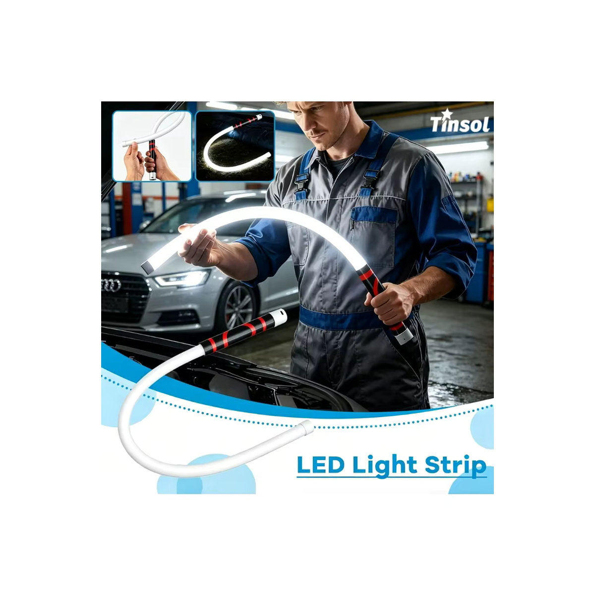 TINSOL Flexible mechanische LED-Lampe mit 360 Grad Drehung für Autoreparatur und Werkstattwartung - Bild 1