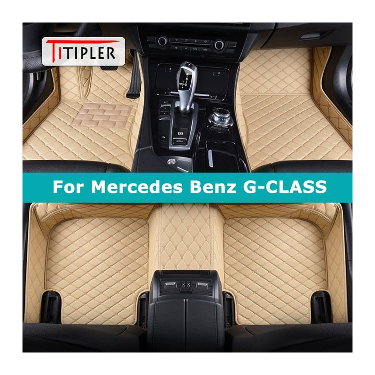 Tippler Custom Auto Fußmatten für Mercedes Benz G-CLASS W461 W463 in Beige mit geometrischem Design aus Textil - Bild 1
