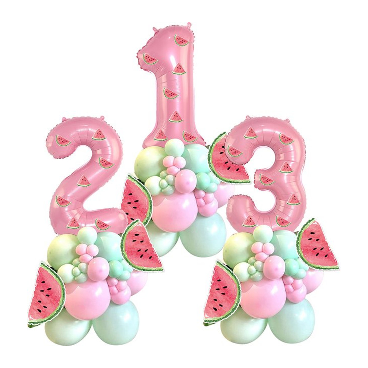 Tissy 39-teiliges Wassermelonen-Luftballon-Set in Rosa für Kindergeburtstage und Sommerpartys mit Zahlenballons und Turm-Dekoration - Bild 1