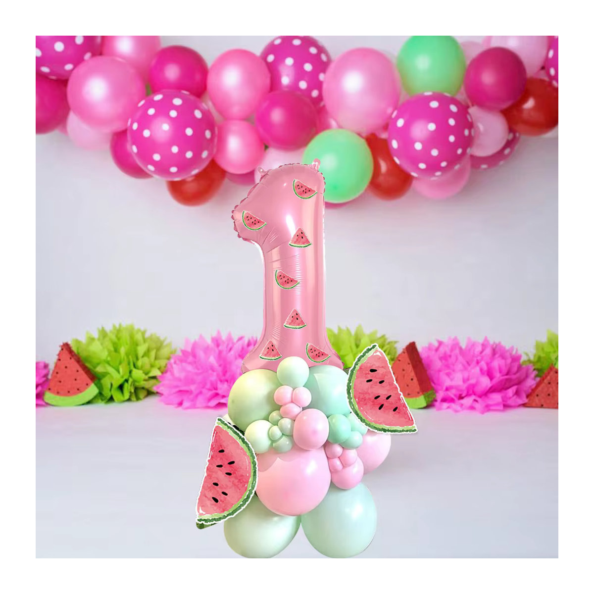 Tissy 39-teiliges Wassermelonen-Luftballon-Set in Rosa für Kindergeburtstage und Sommerpartys mit Zahlenballons und Turm-Dekoration - Bild 3