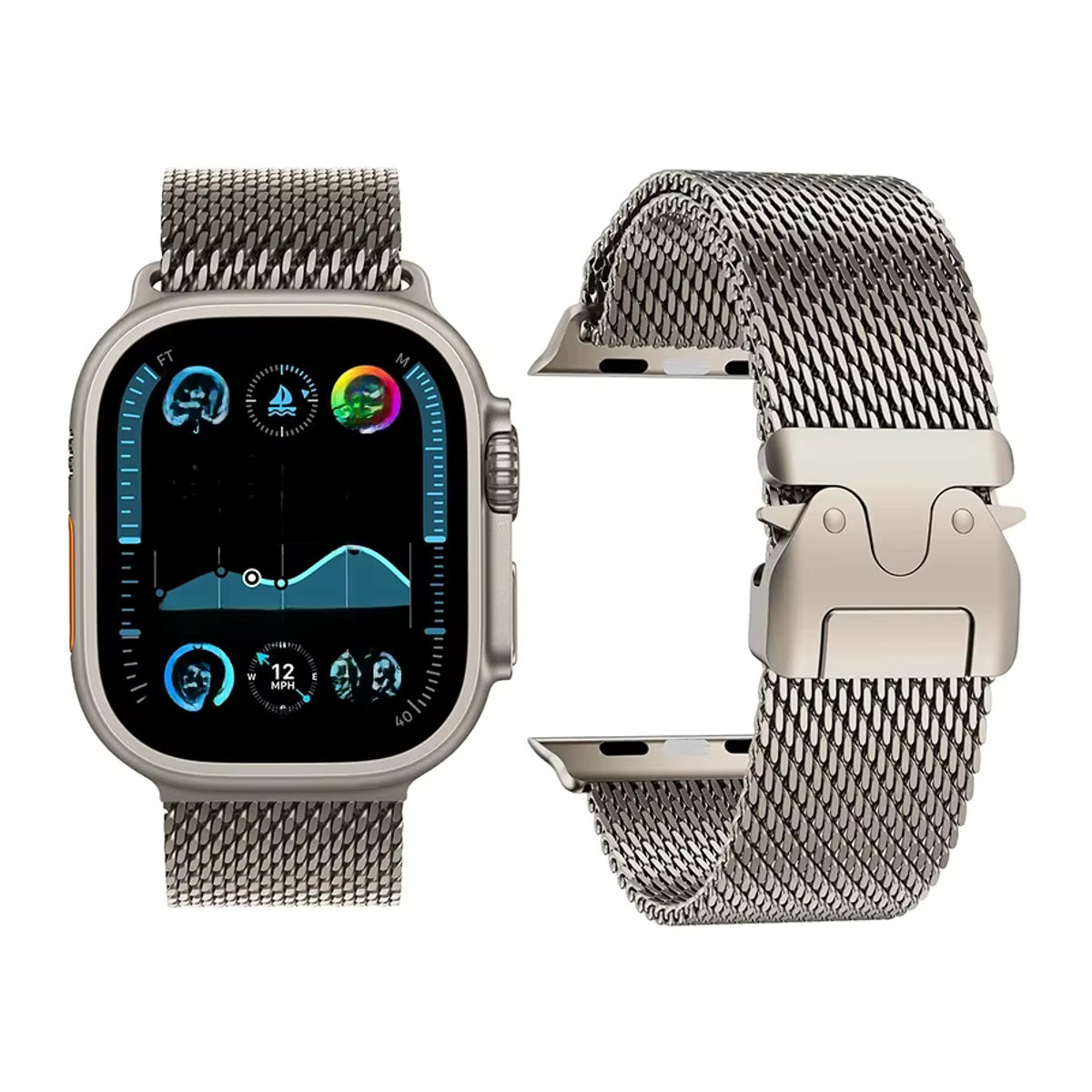 Titan Milanese Loop Armband für Apple Watch Serie 10, 9, 8, 7, 6, SE, Ultra 2, Farbe: Silber - Bild 7