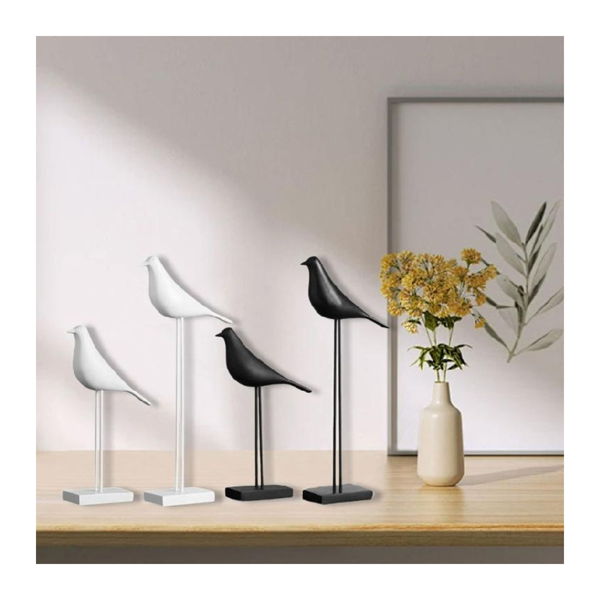 Titanium Nordische Vogelstatue aus Kunstharz in Weiß als minimalistische Dekorative Skulptur für dein Wohnzimmer, Schlafzimmer oder Büro - Bild 4