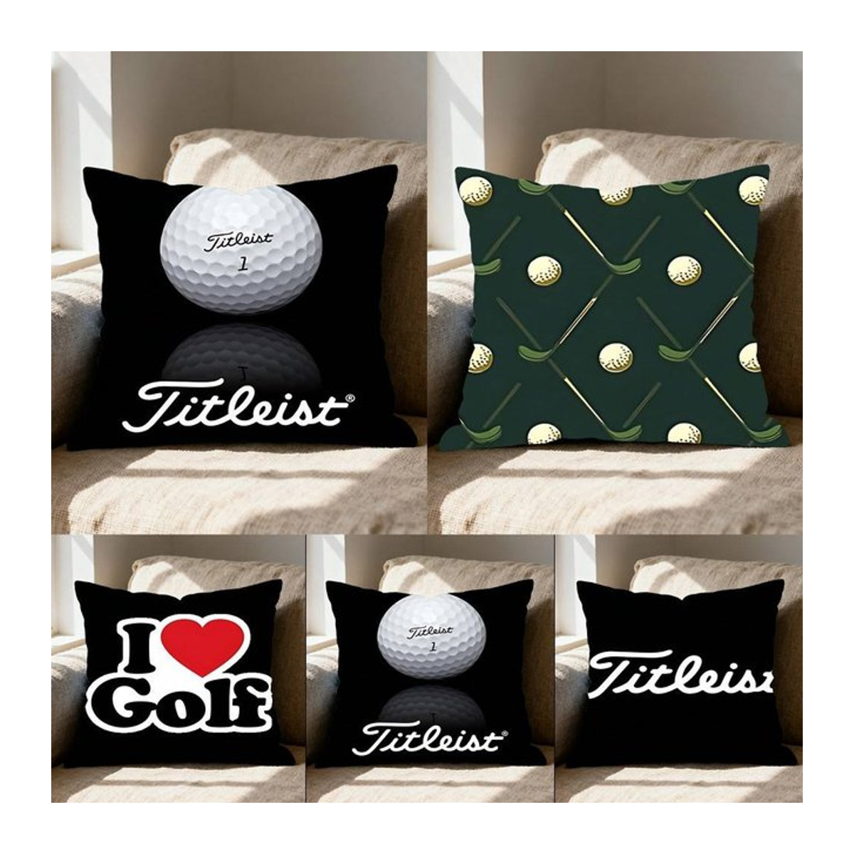 Titleist Golf Sports Kissenbezug aus Polyester in Schwarz mit Reißverschluss - Bild 1