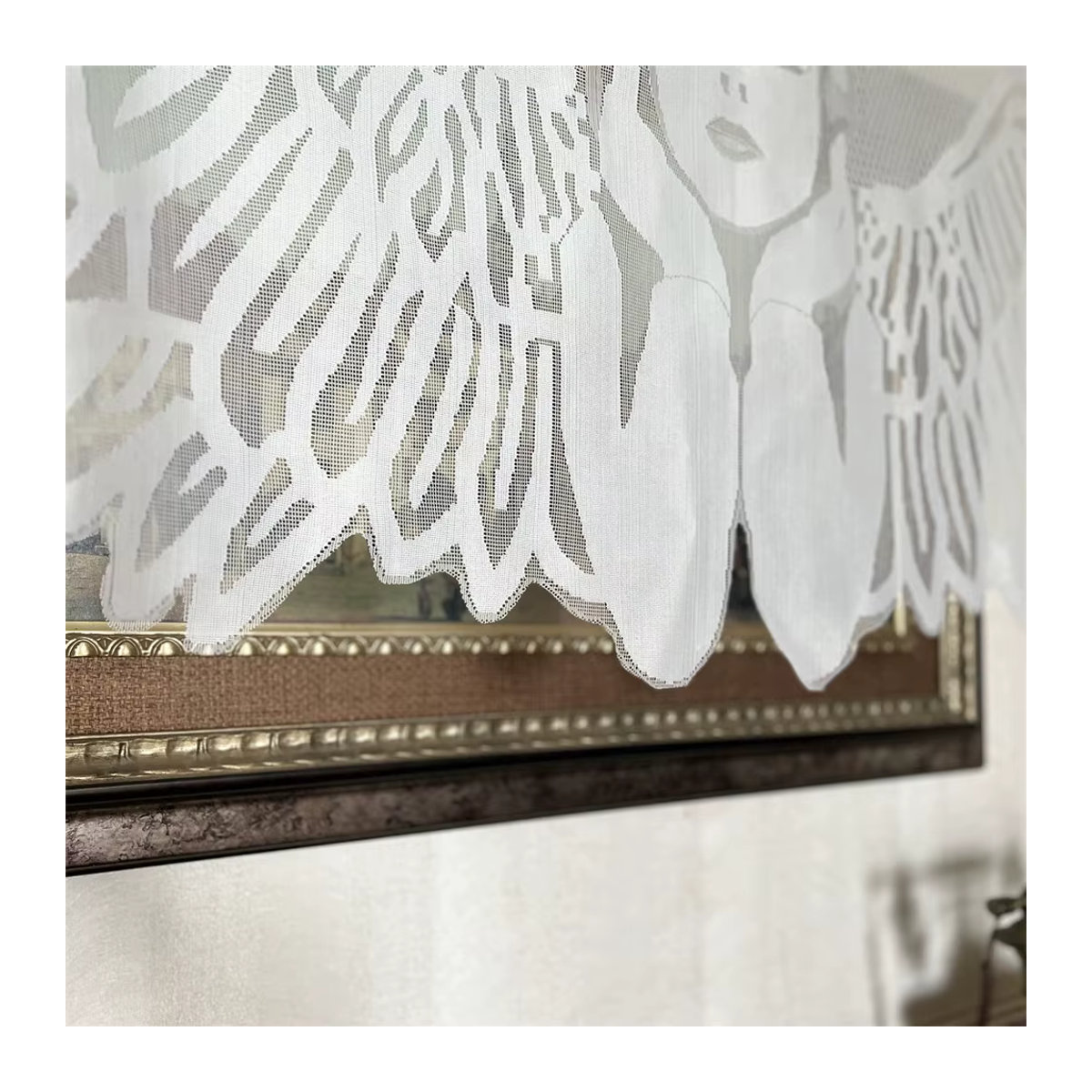 Tiyana Engelsvorhang in Weiß, Retro Jacquard Volant, halbtransparentes Voile für Wohnzimmer, Küche oder Café - Bild 6