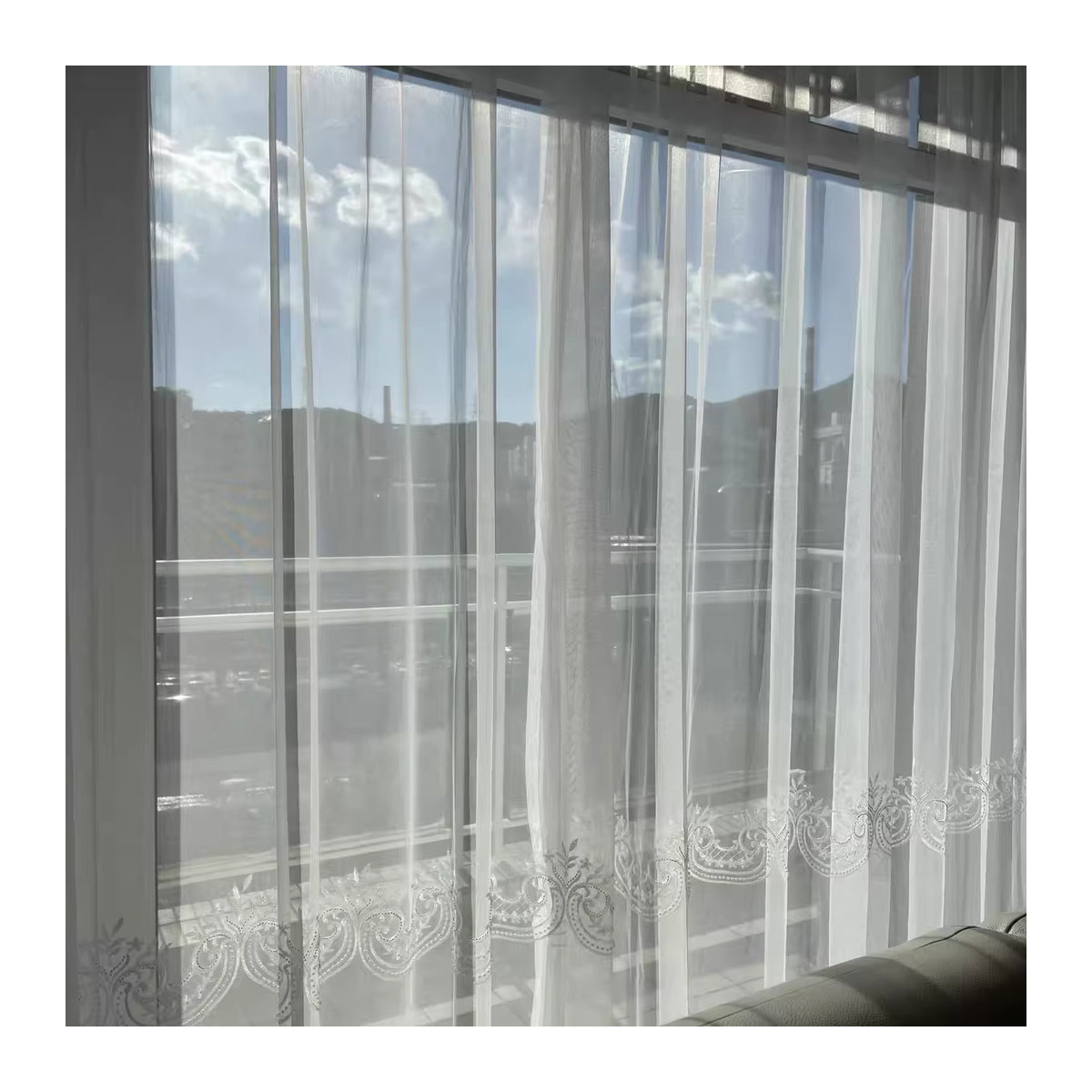 Tiyana Luxus Tüllvorhang mit Perlenstickerei in Weiß, Sheer Voile für Wohnzimmer und Balkon - Bild 5