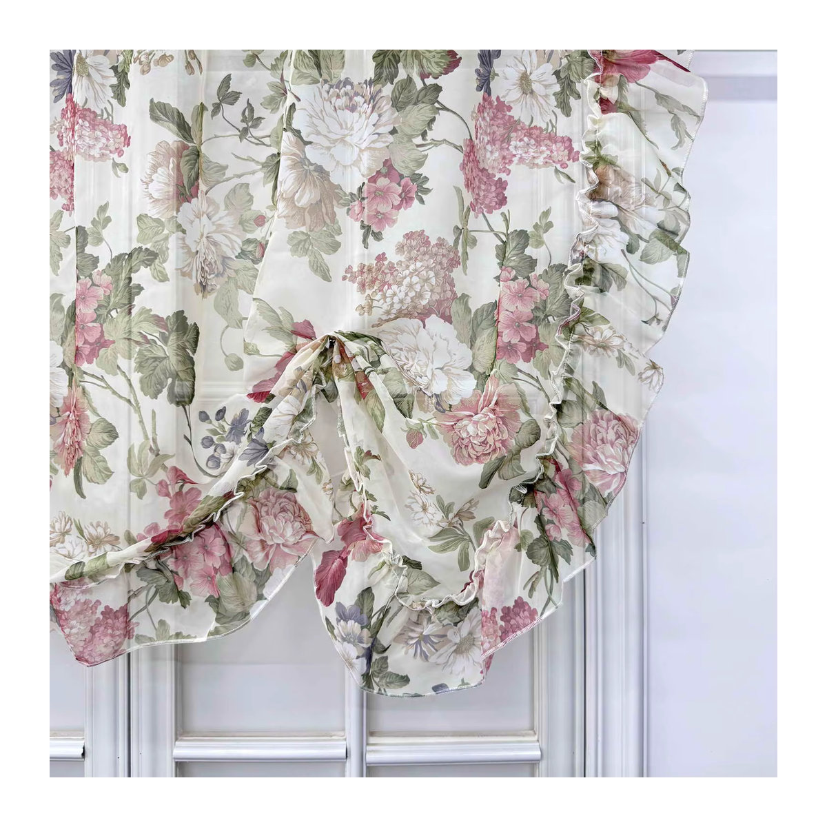 Tiyana Transparente Voile-Vorhänge mit rustikalem Blumenmuster in Mehrfarbig, Lichtfilter-Fenstervorhänge mit Taschendesign und Clips für Küche, Badezimmer oder Café - Bild 4