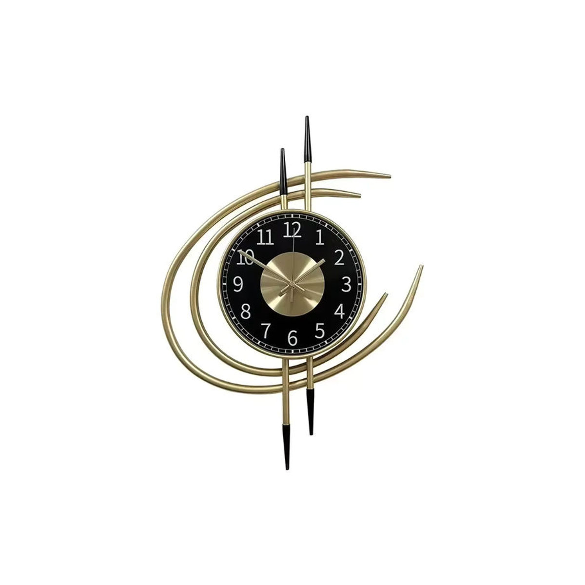 Tkuleda Storm Eye Moderne Wanduhr aus Metall, Geräuschlose Analoge Wanduhr in Schwarz und Gold, Geometrisches Design, Durchmesser: 54 cm - Bild 5