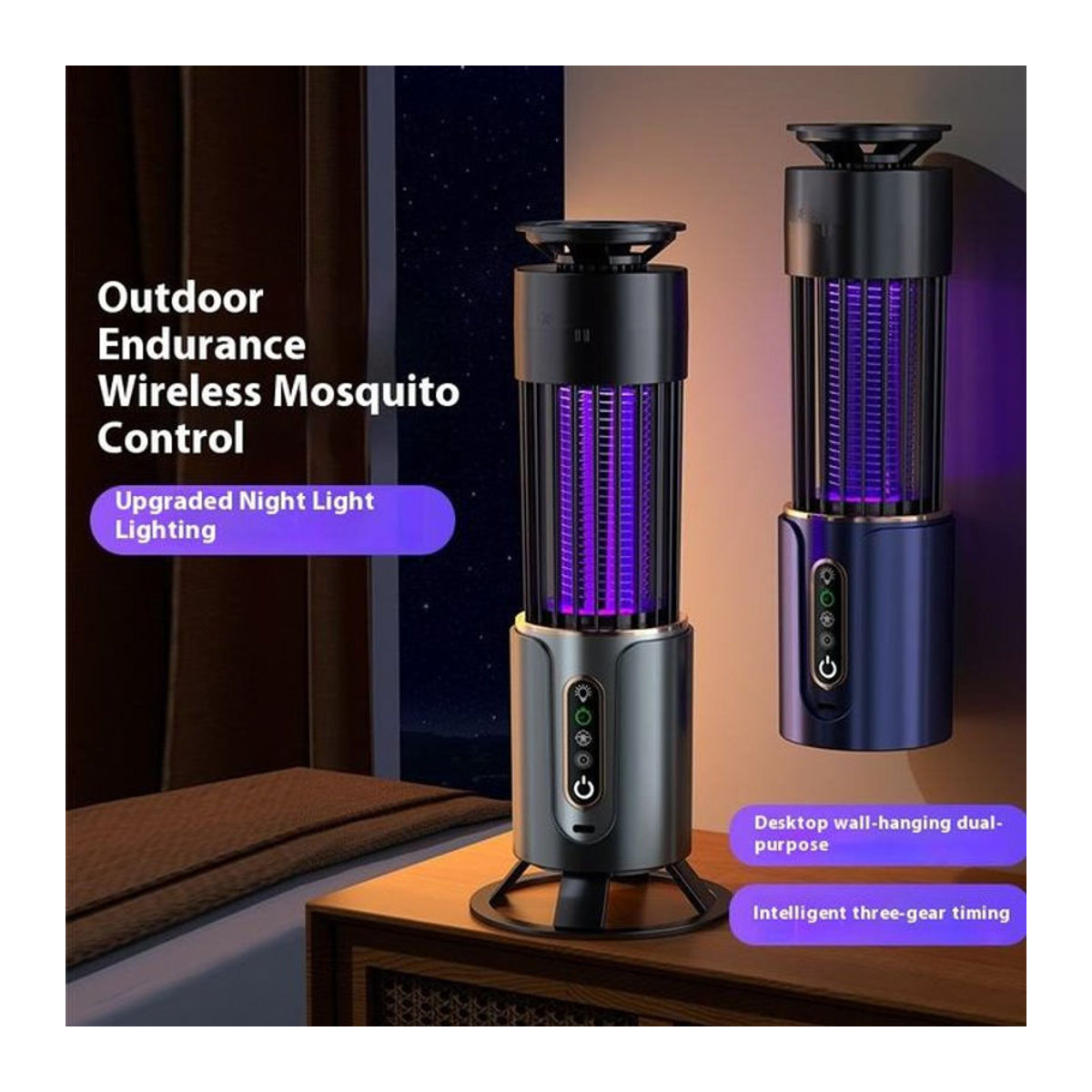 TLEDMP 2-in-1 Tragbare Elektrische Mückenlampe und Campinglaterne für den Außenbereich mit USB-Ladefunktion in Modern Design - Bild 1