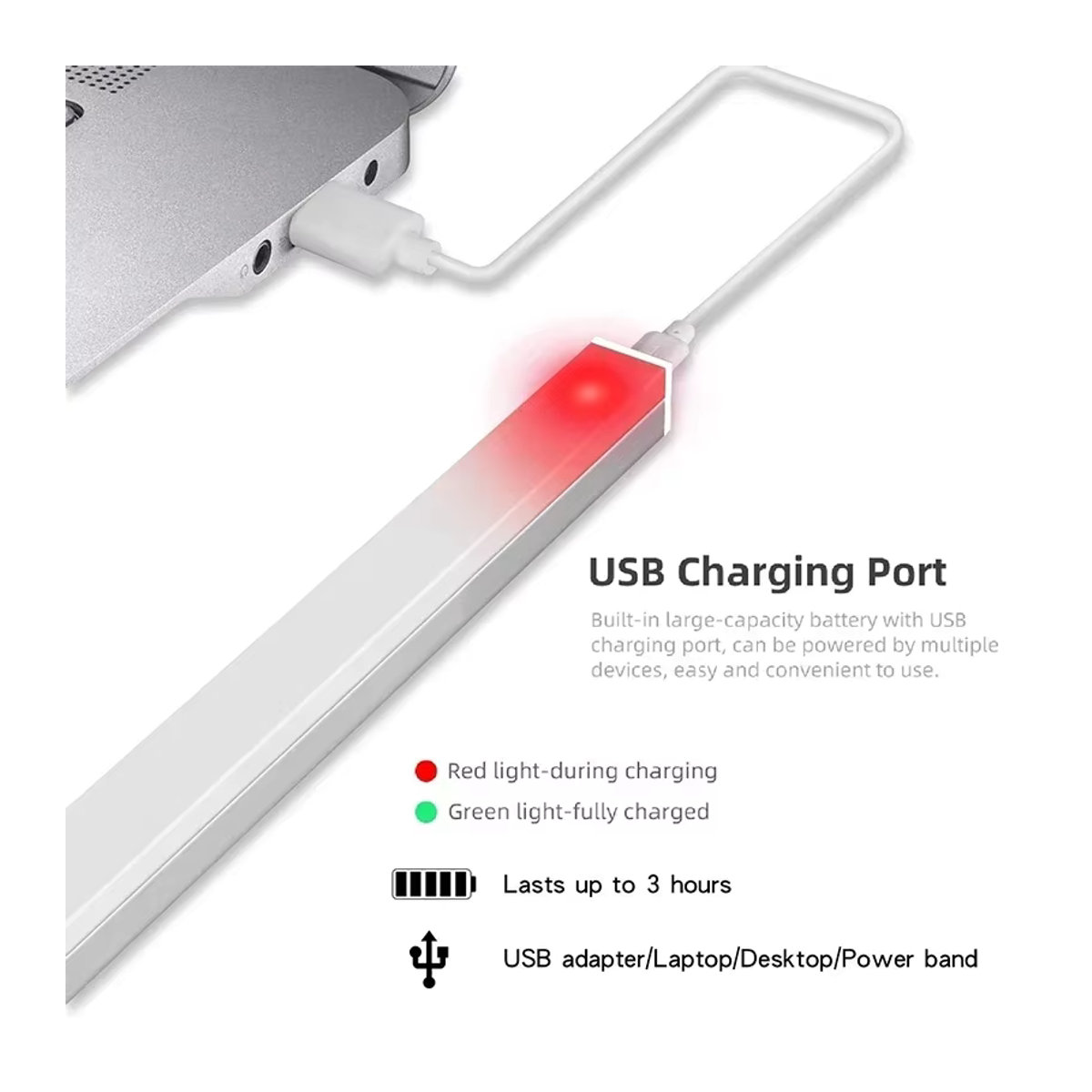 TLEDMP 2 Stück intelligente LED-Sensorleuchten in Weiß, warmweiß, USB wiederaufladbare Möbelbeleuchtung für Schränke, Küchen und Treppen - Bild 5