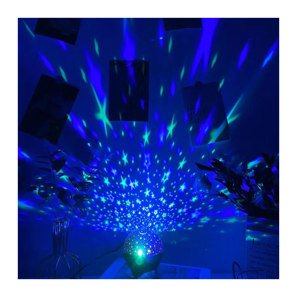 TLEDMP Bunte Mond-Stern-Projektor Tischlampe mit 360 Grad Rotation und USB-Anschluss für Kinder und Schlafzimmer - Bild 5