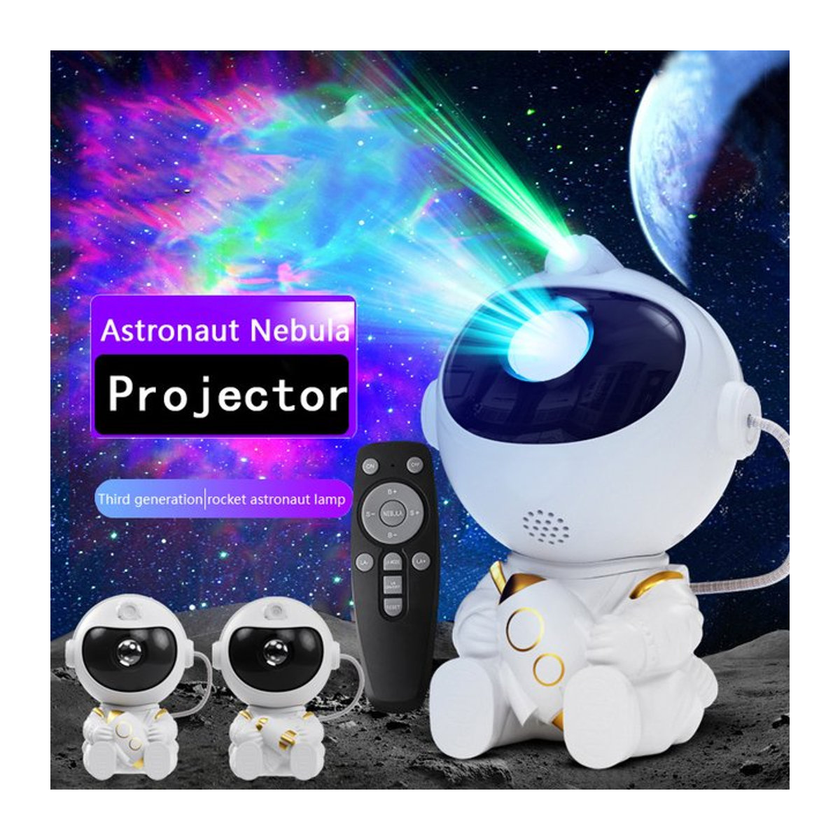 TLEDMP LED Astronaut Projektor Nachtlicht mit Nebula Galaxy Sternenlicht in Weiß - Bild 1