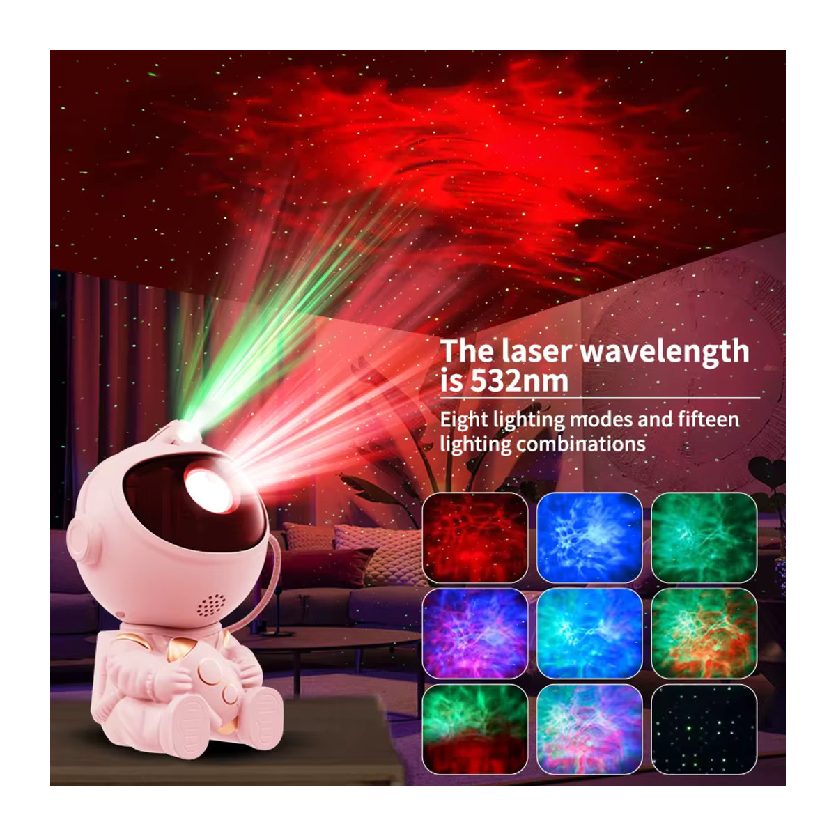 TLEDMP LED Astronaut Projektor Nachtlicht mit Nebula Galaxy Sternenlicht in Weiß - Bild 2