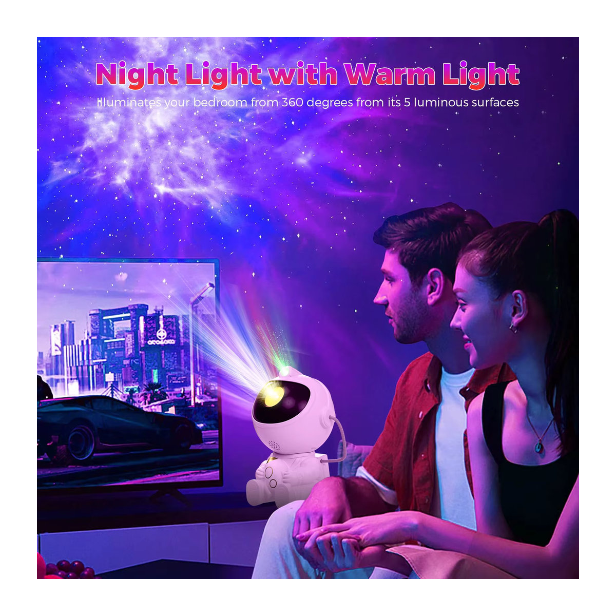 TLEDMP LED Astronaut Projektor Nachtlicht mit Nebula Galaxy Sternenlicht in Weiß - Bild 4