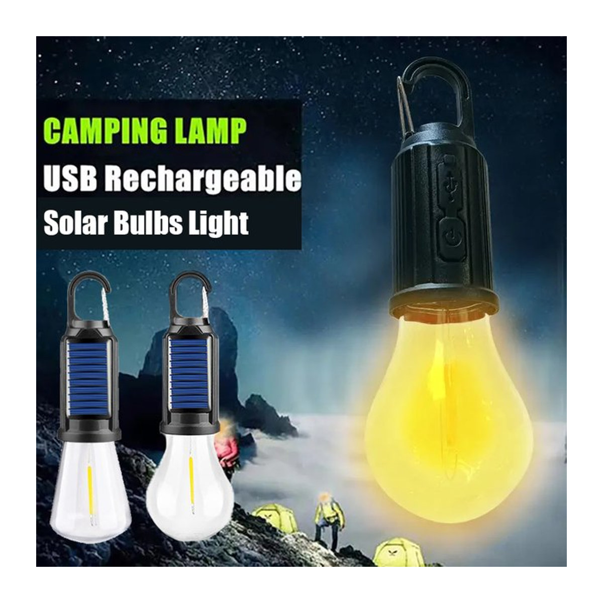 TLEDMP LED Solar Camping Lampe USB wiederaufladbare Vintage Glühbirne dimmbar mit Haken für Zelt und Wandern - Bild 1