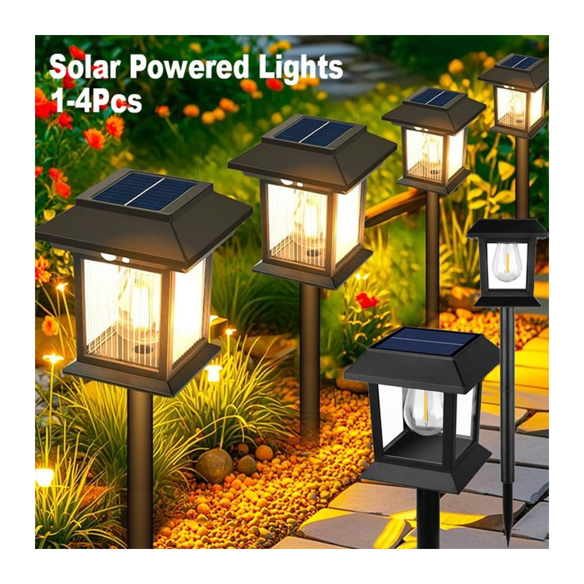 TLEDMP LED Solar Wegeleuchte Klassisch in Grün oder Schwarz für Garten und Hof wasserdicht - Bild 1
