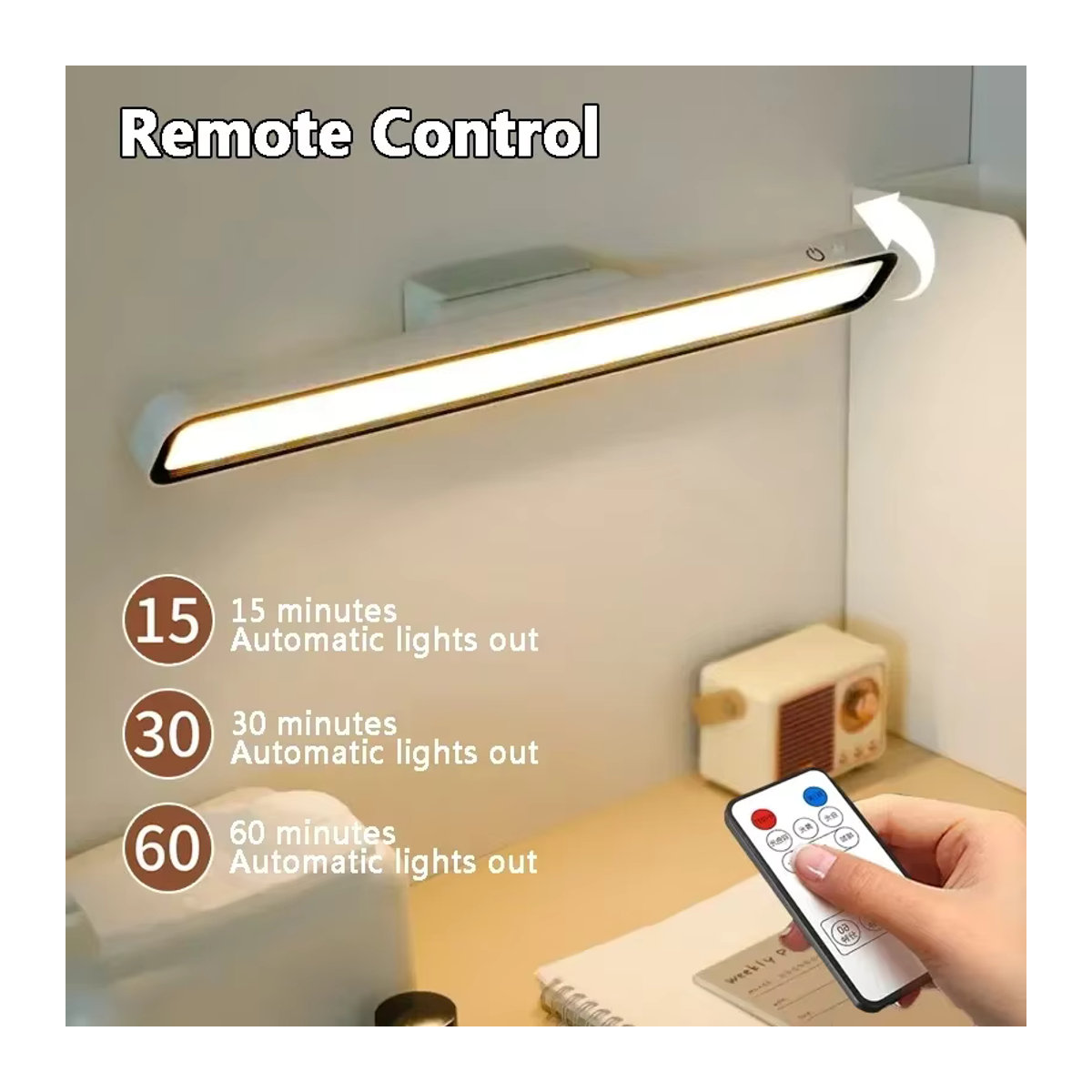 TLEDMP LED Tischlampe Weiß Minimalistisch mit stufenlosem Dimmen und USB-Ladefunktion - Bild 3