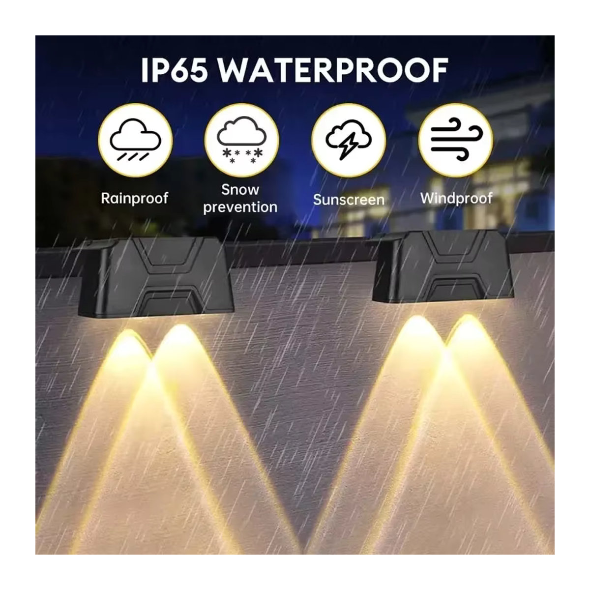 TLEDMP Modern LED Solar Wandleuchte IP65 Wasserdicht Schwarz für Garten Zaun und Treppe - Bild 2