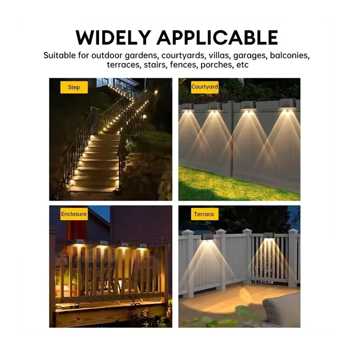 TLEDMP Modern LED Solar Wandleuchte IP65 Wasserdicht Schwarz für Garten Zaun und Treppe - Bild 6