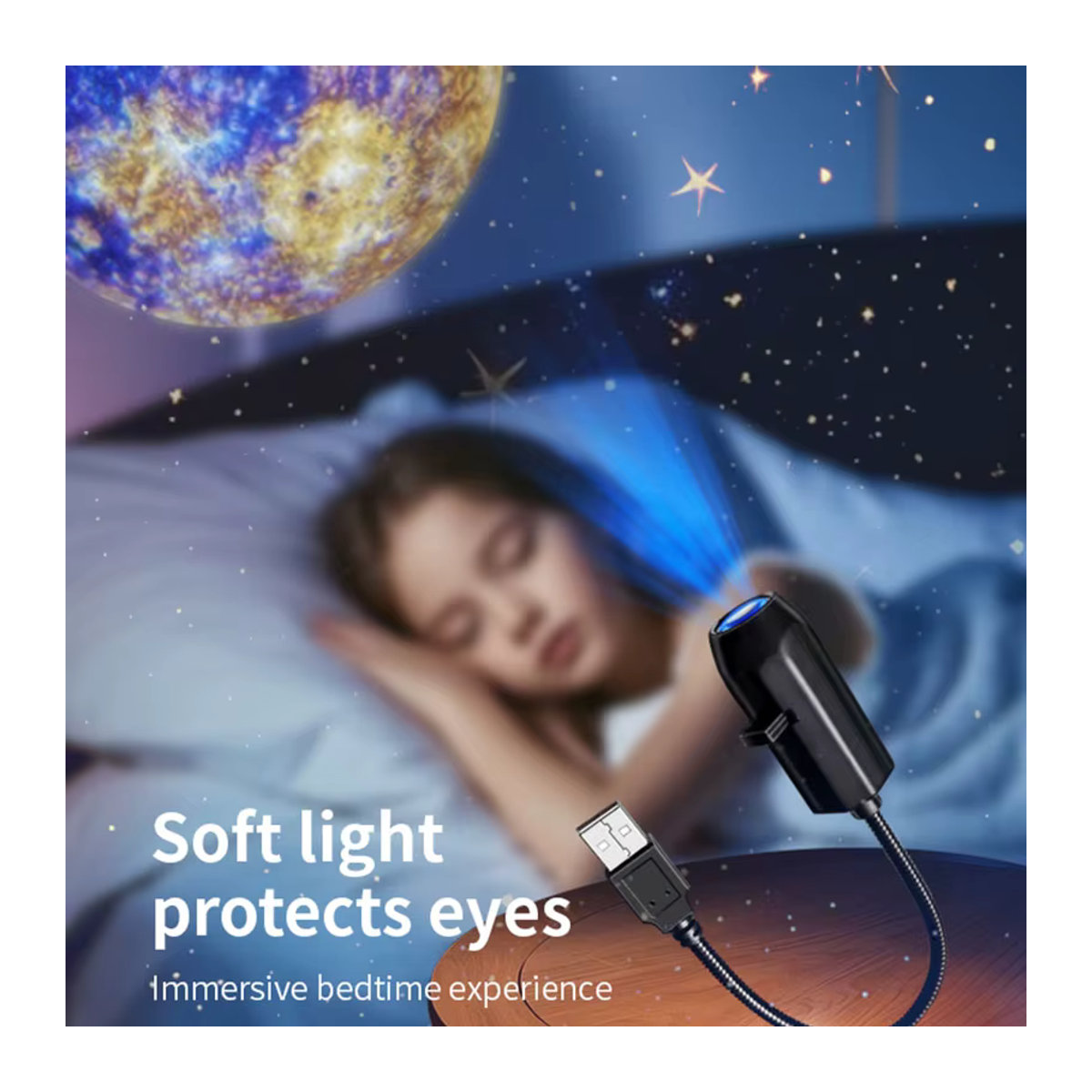 TLEDMP Ocean LED-Projektorlicht Schwarz mit 360 Grad Rotation und USB-Plug-in für Wände und Decken - Bild 5