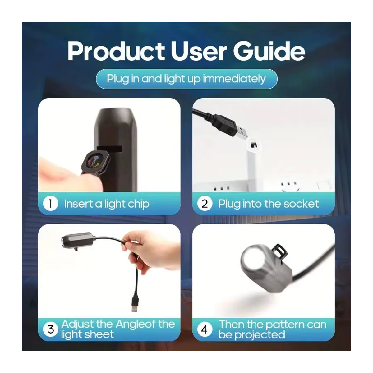TLEDMP Ocean LED-Projektorlicht Schwarz mit 360 Grad Rotation und USB-Plug-in für Wände und Decken - Bild 6