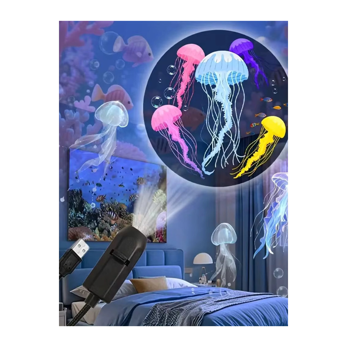 TLEDMP Ocean LED-Projektorlicht Schwarz mit 360 Grad Rotation und USB-Plug-in für Wände und Decken - Bild 7