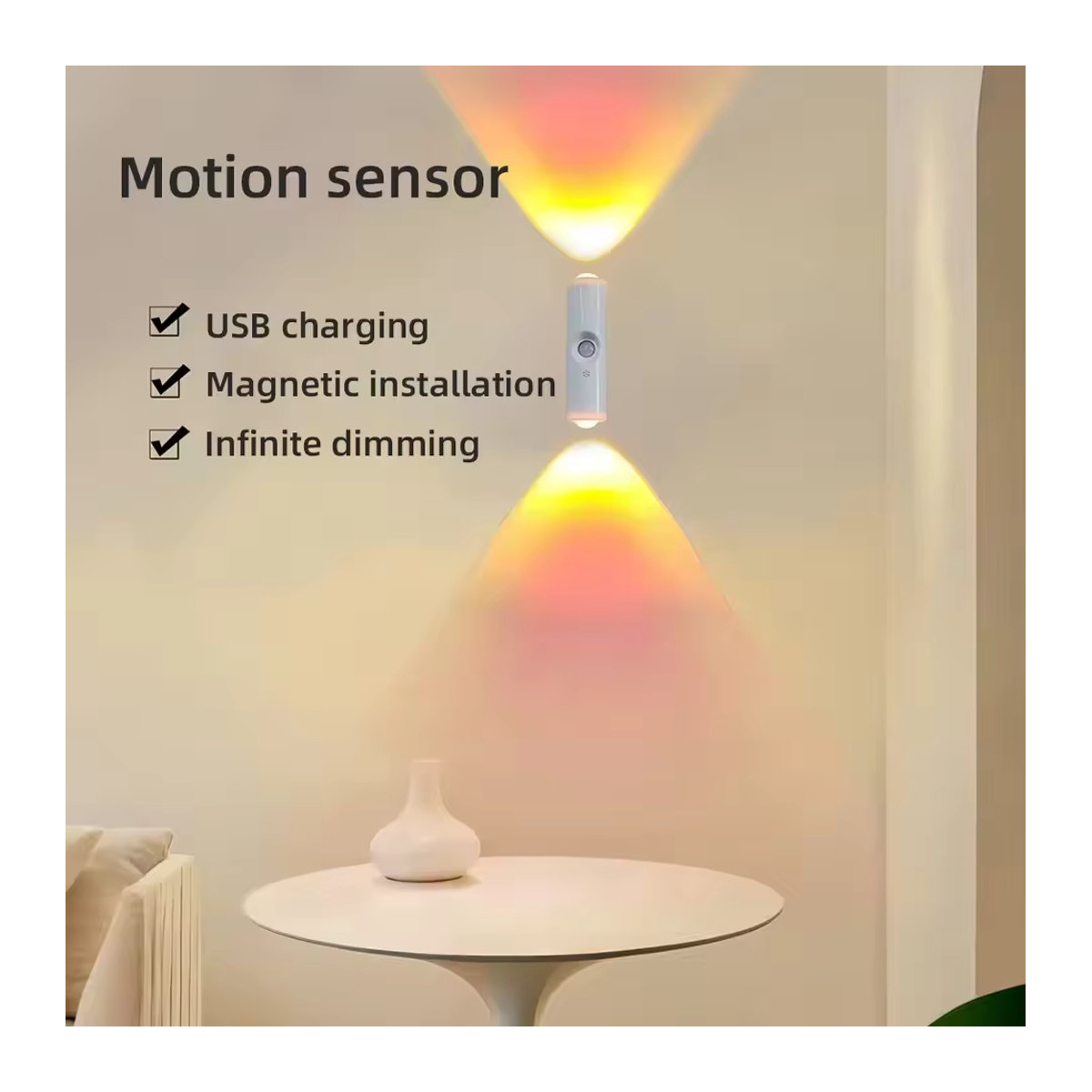 TLEDMP RGB LED Nachtlicht mit Doppelkopf und Bewegungsmelder, Magnetische Sonnenuntergang Licht Atmosphäre Beleuchtung für Schrank und Schlafzimmer, Weiß und Bunt - Bild 2
