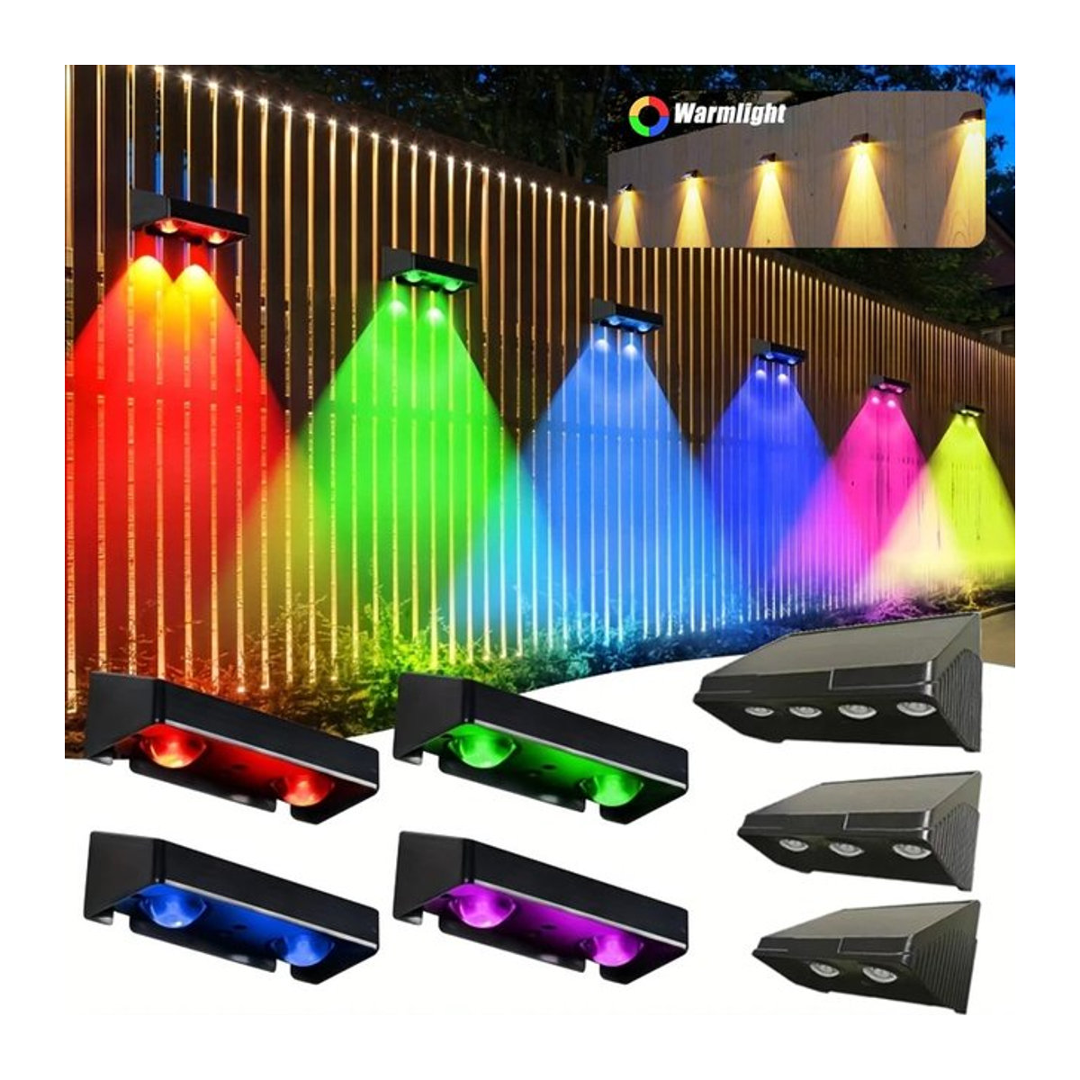 TLEDMP Solar-Wandleuchte für den Außenbereich in Schwarz mit LED-Beleuchtung für Balkon und Garten - Bild 1