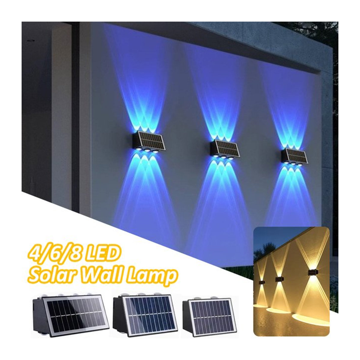 TLEDMP Solar-Wandleuchte LED Schwarz Modern Wasserdichte Solarleuchte für Außenbereich, Garten und Zaun - Bild 1