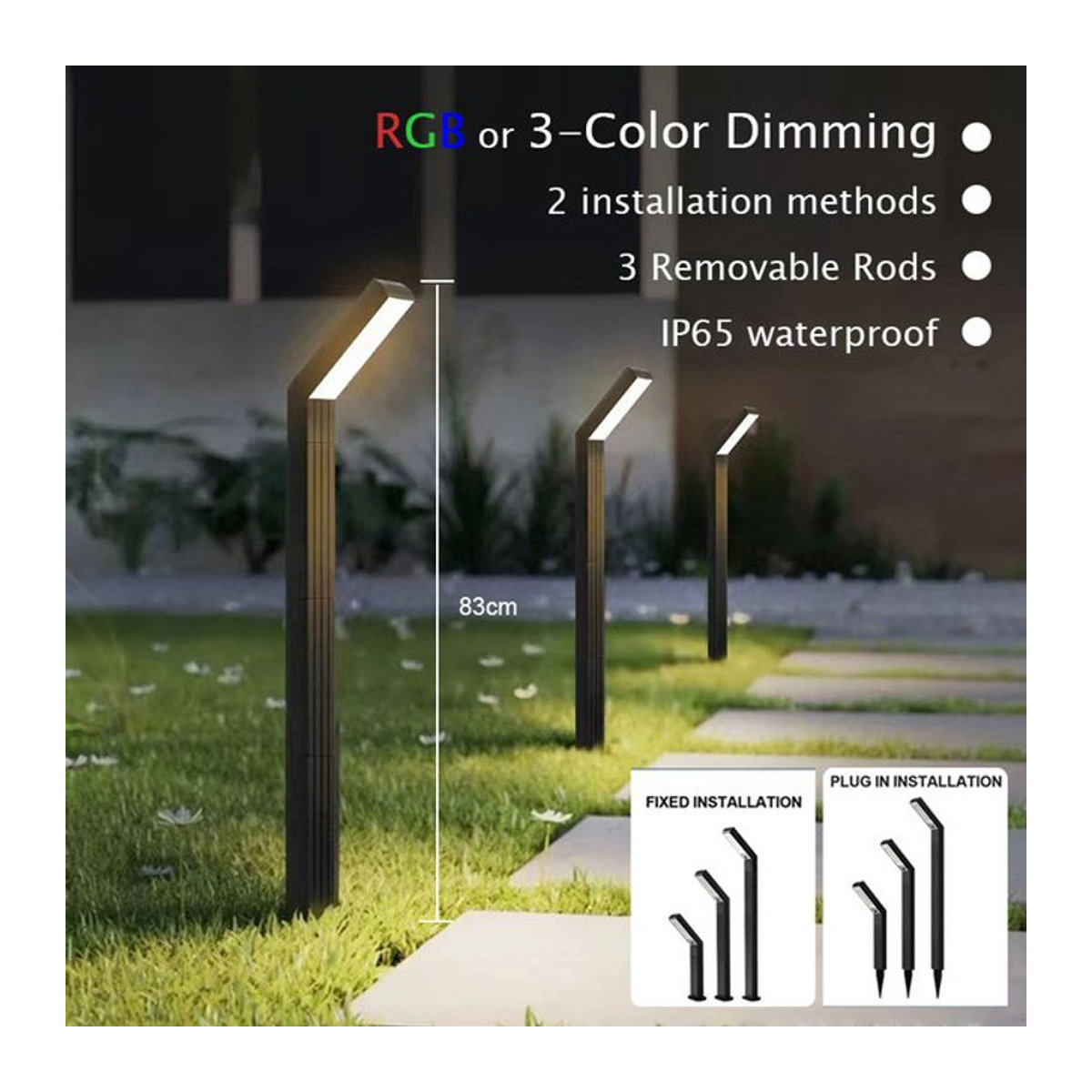 TLEDMP Solar-Wegeleuchte Schwarz Modern IP65 Wasserdicht für Garten und Außenbereich - Bild 1