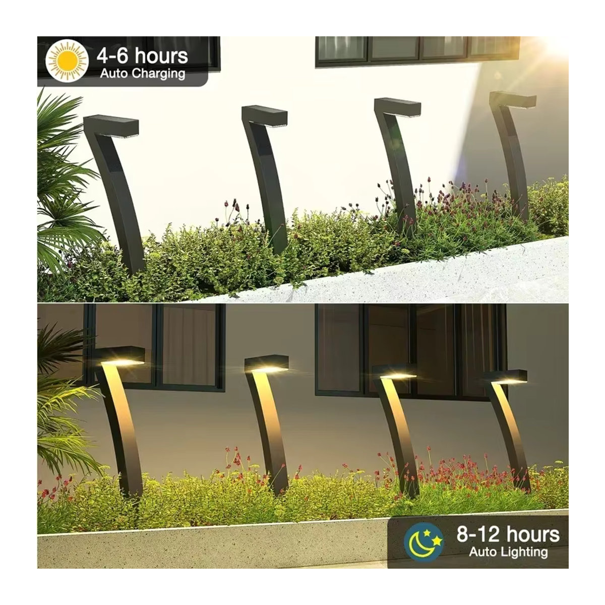 TLEDMP Solar Wegeleuchten Set Schwarz IP65 Wasserdicht Minimalistische Gartenbeleuchtung für Rasen Terrasse und Einfahrt - Bild 4
