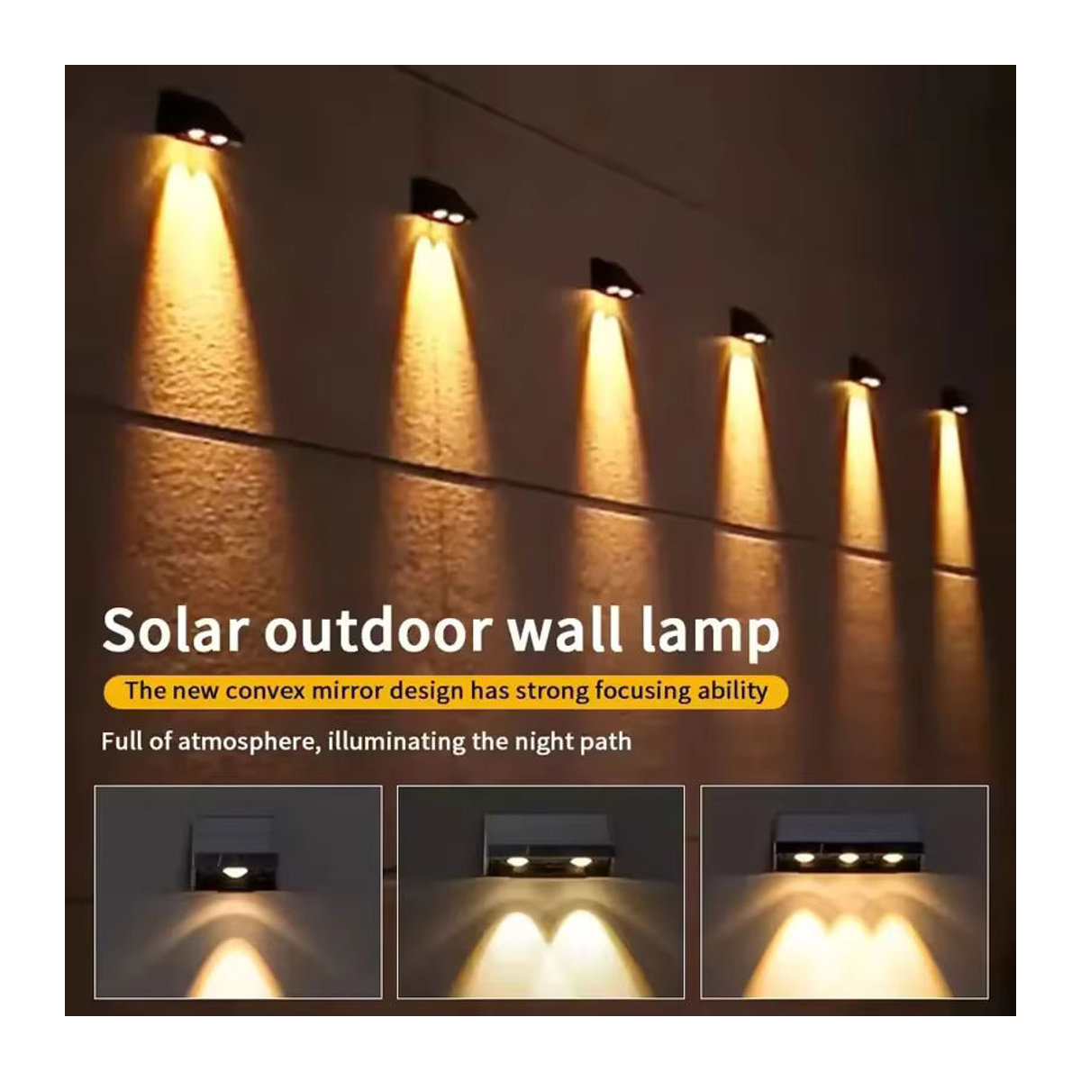 TLEDMP Solarbetriebene LED Wandleuchte in Schwarz für den Außenbereich, moderne wasserdichte Gartenleuchte für Terrasse und Balkon - Bild 4