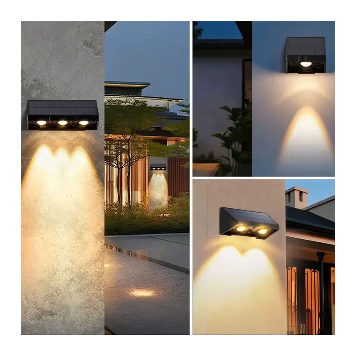 TLEDMP Solarbetriebene LED Wandleuchte in Schwarz für den Außenbereich, moderne wasserdichte Gartenleuchte für Terrasse und Balkon - Bild 6