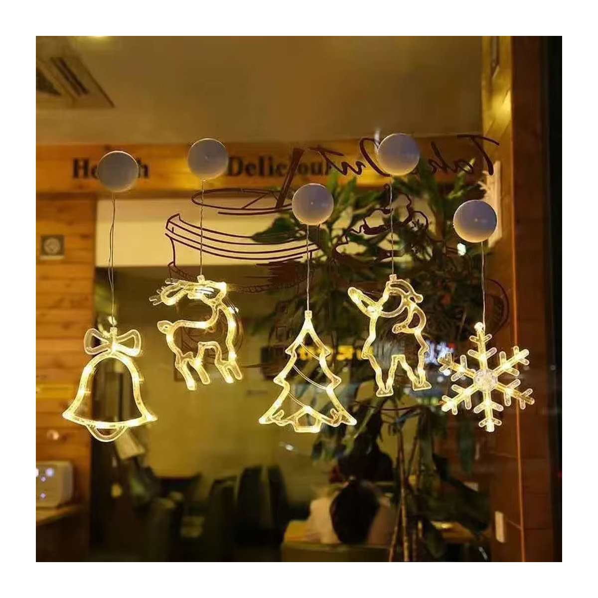 TLEDMP Weihnachts-Fensterlichter batteriebetrieben als hängende Dekoration mit Saugnapf für Innen und Außen - Bild 3