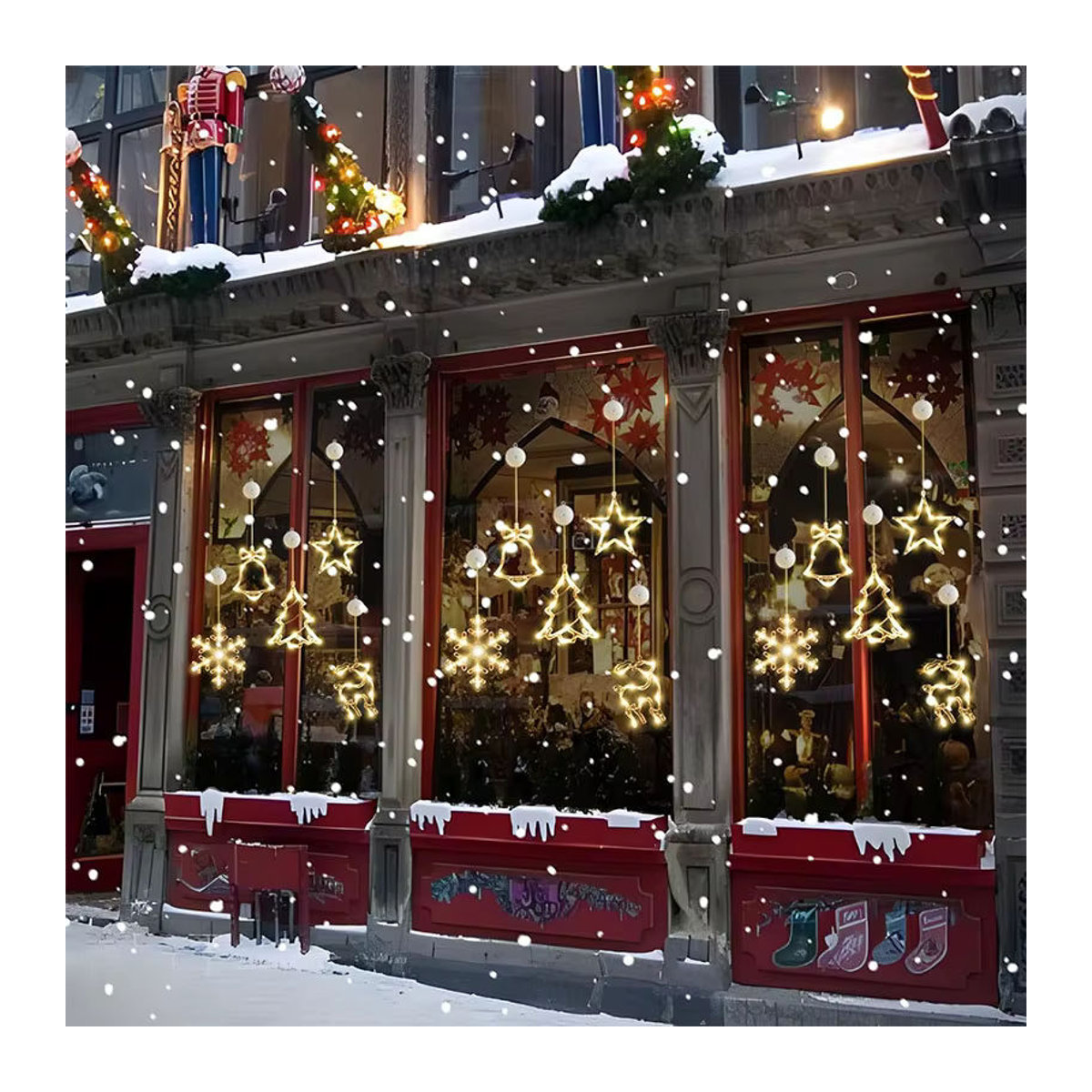 TLEDMP Weihnachts-Fensterlichter batteriebetrieben als hängende Dekoration mit Saugnapf für Innen und Außen - Bild 4