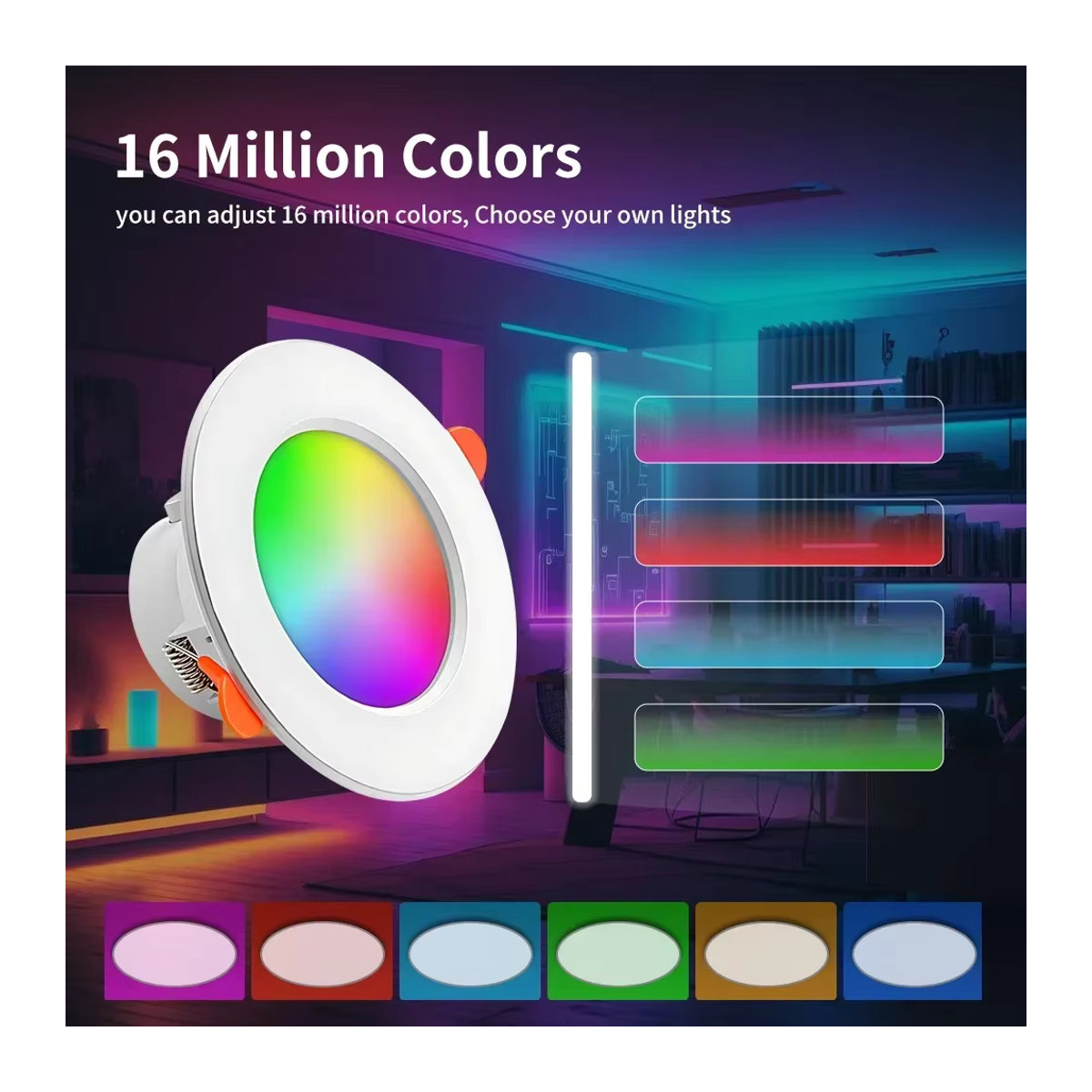 TNCE Smart LED Deckenlampe RGB mit Bluetooth und Tuya App Steuerung, dimmbares Rund-Downlight in Bunt, 15W - Bild 2