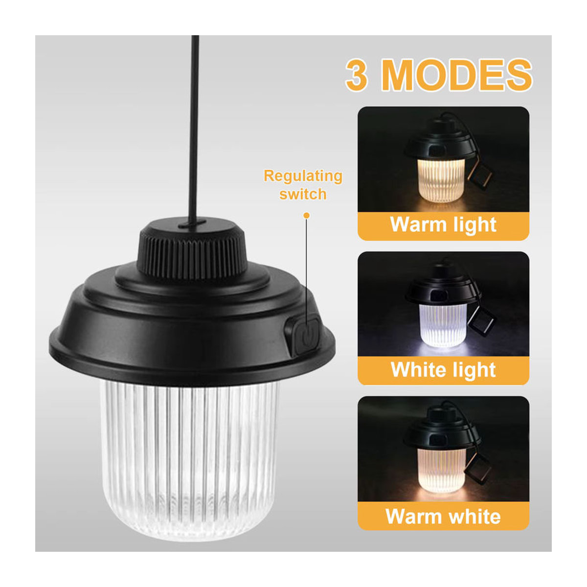 TOCH Silikon Tragegurt mit USB wiederaufladbarer LED Campinglampe für Outdoor, Camping und Angeln - Bild 4