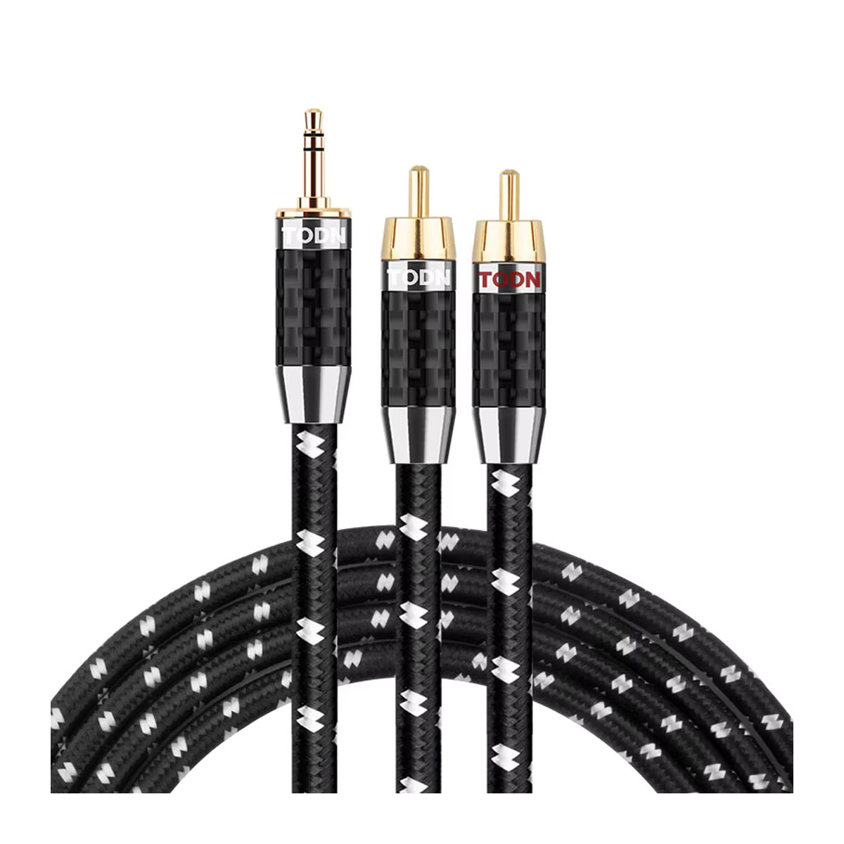 TODN HiFi Stereo RCA-Kabel Schwarz 3,5 mm auf 2RCA AUX Audiokabel Y-Splitter für Verstärker und Heimkino - Bild 1