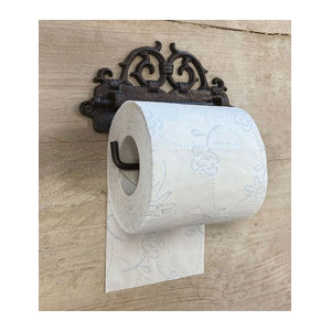 Toilettenpapierhalter aus Gusseisen in Braun im Vintage-Antik-Stil, Breite: 16,5 cm, Höhe: 12 cm