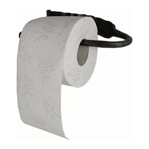Toilettenpapierhalter aus Metall in Schwarz Matt im Vintage-Design für die Wandmontage