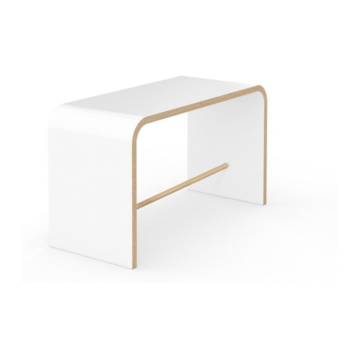 Tojo Hocker Sit in Weiß und Buche mit minimalistischem Design aus Holzwerkstoff - Bild 1