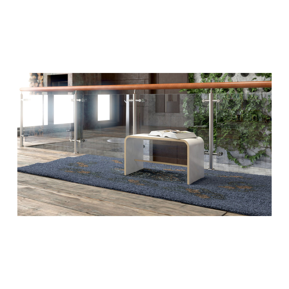 Tojo Hocker Sit in Weiß und Buche mit minimalistischem Design aus Holzwerkstoff - Bild 2