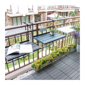 Tommy You Klappbarer Hängetisch aus Metall für Balkon und Outdoor, Schwarz, B: 60 cm, T: