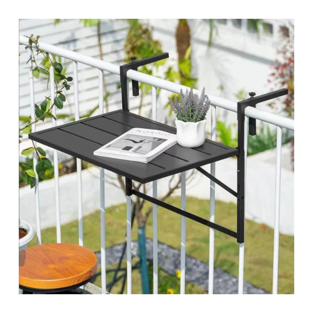 Tommy You Klappbarer Hängetisch aus Metall für Balkon und Outdoor, Schwarz, B: 60 cm, T: - Bild 3