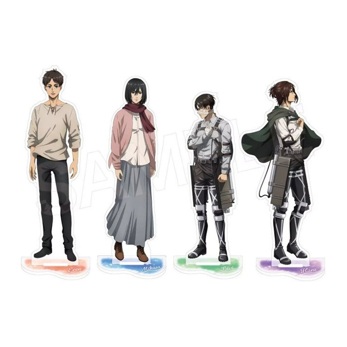 Tomoontoy Anime Acryl Standfigur mit Eren Yeager, Mikasa Ackerman, Levi und Hange Zoe als mehrfarbiges Dekorationsmodell aus Kunststoff - Bild 1